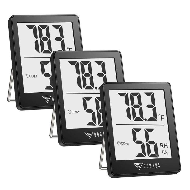 DOQAUS Digital Hygrometer Indoor Thermometer 3 Pack  Room Thermometer with 5s Fast Refresh  Accurate Humidity Meter Temperature Sensor for Home  Bedroom  Baby Room  Office  Greenhouse  Cellar (Black) - Image 1