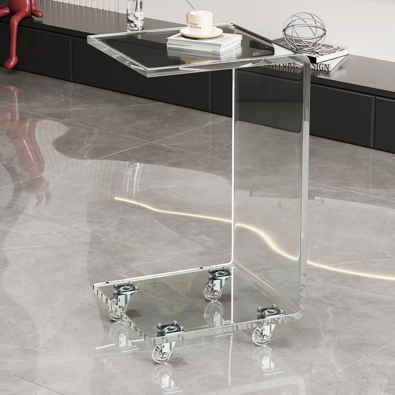 Slasa Acrylic C Shape Side Table 30x30x65 cm Clear 10 mm Thick End Table - Image 4