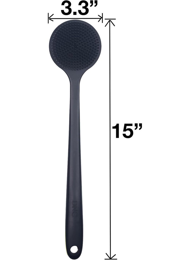DNC Soft Silicone Back Scrubber with Long Handle for Shower, 15-inch, Black - Image 2