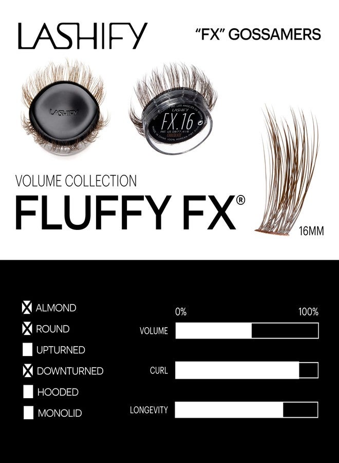 Lashify Fluffy FX 16mm Gossamer DIY Eyelash Extensions Refill, For The Most Curliest and Fluttery Appearance, Chocolate Color, Easy False Lashes - Image 3