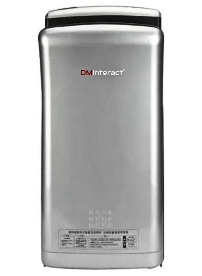 دي ام انتراكت DMInteract DM-AB500 1200 وات، 220 فولت يعمل بالكهرباء مع مستشعر تلقائي 90 متر/الثانية مجفف يدوي للهواء النفاث عالي السرعة مع فلتر HEPA للمكتب والفندق والتجارية والمنزلية (اللون الفضي)  - Image 1