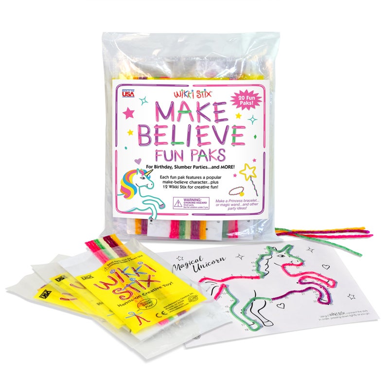 WikkiStix Wikki Stix Make Believe Party Favors with Unicorns Mermaids 20 Packs total with activity sheet and additional jewelry making instructions For Birthday parties sleepovers pinatas goodie bags - Image 2