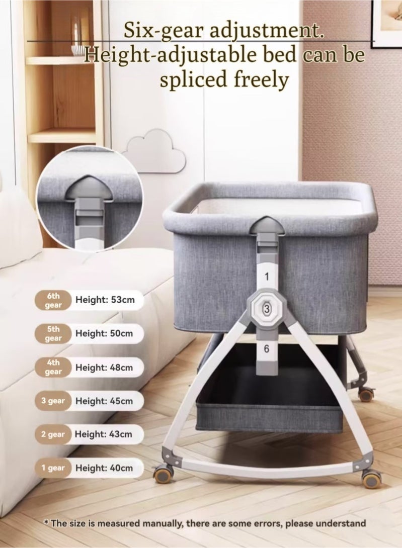 كيلا سرير أطفال، سرير أطفال من سبائك الألومنيوم عالي الجودة، سرير أطفال بجانب السرير، سرير أطفال متحرك قابل للطي، سرير سفر (يتضمن مرتبة وسلة تخزين وناموسية) - رمادي - Image 2