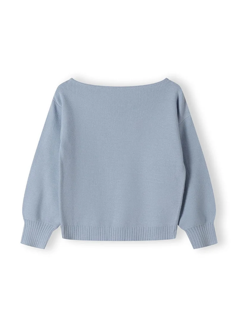 MINOTI Kids Girls Sweater with Wide Boat Neckline