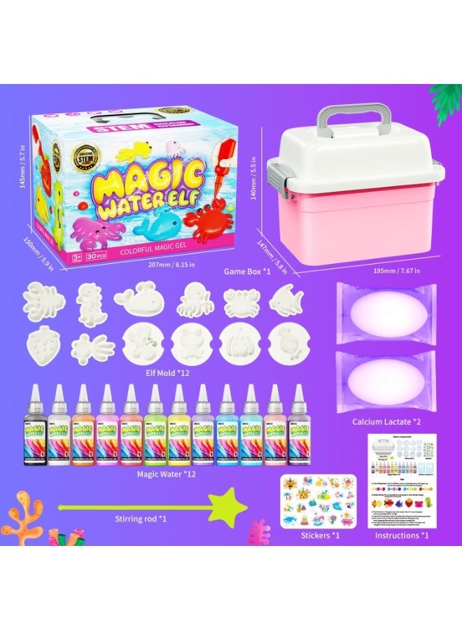 Magic Water Toy Kit, Aqua Fairy Water Gel Kit with 12 Magic Gels,12 Shape Molds, هدايا لعب عيد الميلاد للأطفال,DIY STEM Kits للأطفال الأولاد البنات لعب سن 3-12 (12 ألوان) - Image 5