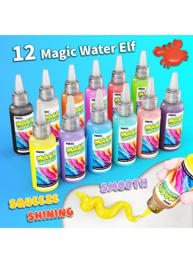 Magic Water Toy Kit, Aqua Fairy Water Gel Kit with 12 Magic Gels,12 Shape Molds, هدايا لعب عيد الميلاد للأطفال,DIY STEM Kits للأطفال الأولاد البنات لعب سن 3-12 (12 ألوان) - Image 2