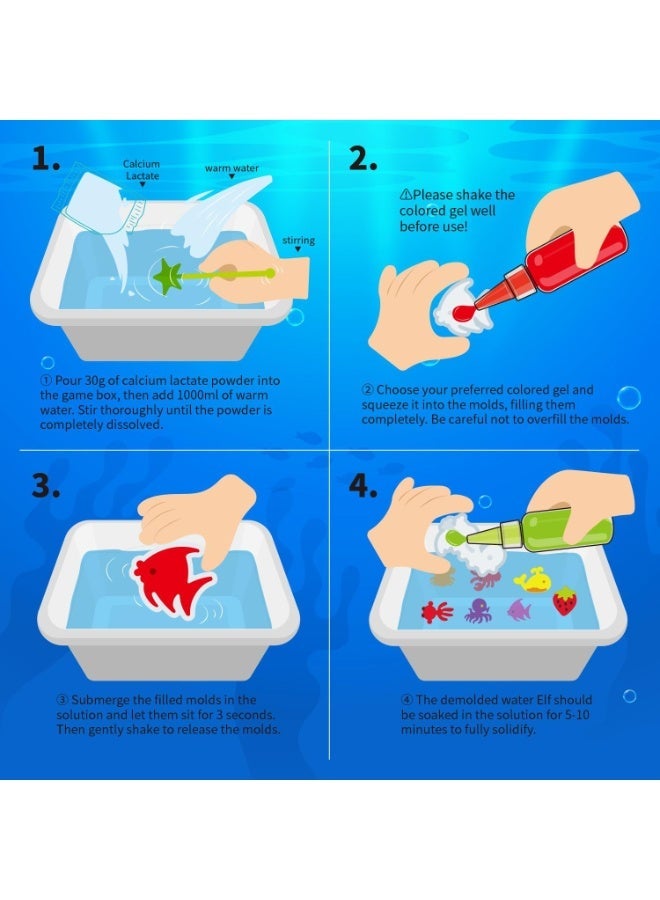 Magic Water Toy Kit, Aqua Fairy Water Gel Kit with 12 Magic Gels,12 Shape Molds, هدايا لعب عيد الميلاد للأطفال,DIY STEM Kits للأطفال الأولاد البنات لعب سن 3-12 (12 ألوان) - Image 4