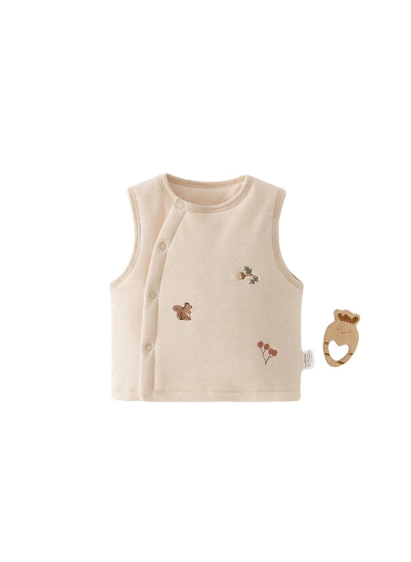 Children's Vest, Autumn and Winter, Quilted and Warm, Infant Top, Children's Shoulder Vest, Unisex Baby, Thickened, Embroidered Vest, Embroidered Squirrel, Cotton Vest, 160g. - Image 2