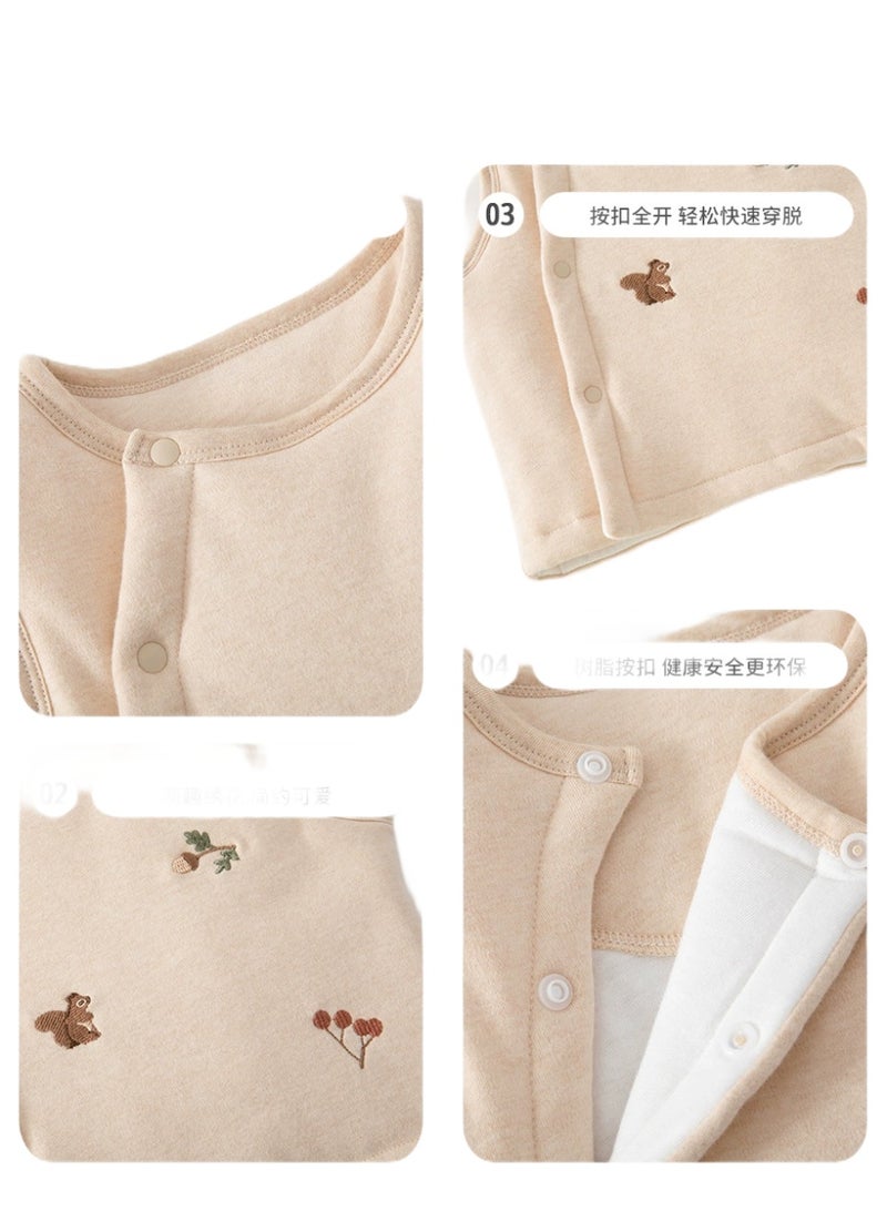 Children's Vest, Autumn and Winter, Quilted and Warm, Infant Top, Children's Shoulder Vest, Unisex Baby, Thickened, Embroidered Vest, Embroidered Squirrel, Cotton Vest, 160g. - Image 4