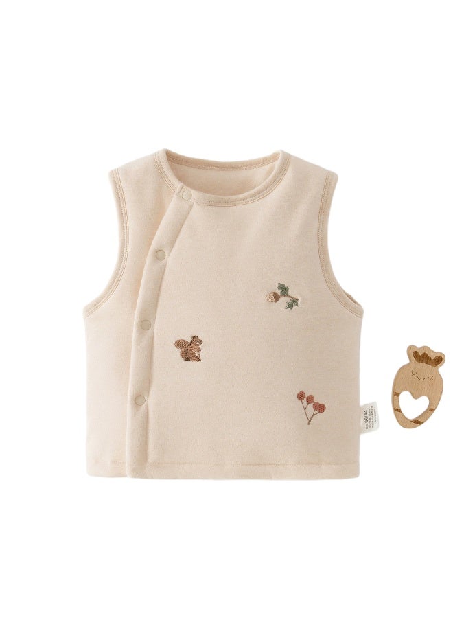 Children's Vest, Autumn and Winter, Quilted and Warm, Infant Top, Children's Shoulder Vest, Unisex Baby, Thickened, Embroidered Vest, Embroidered Squirrel, Cotton Vest, 160g. - Image 1