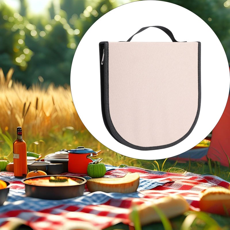 Khaki Portable Camping Tableware Holder For Travel Utensils And Cookware - Image 4