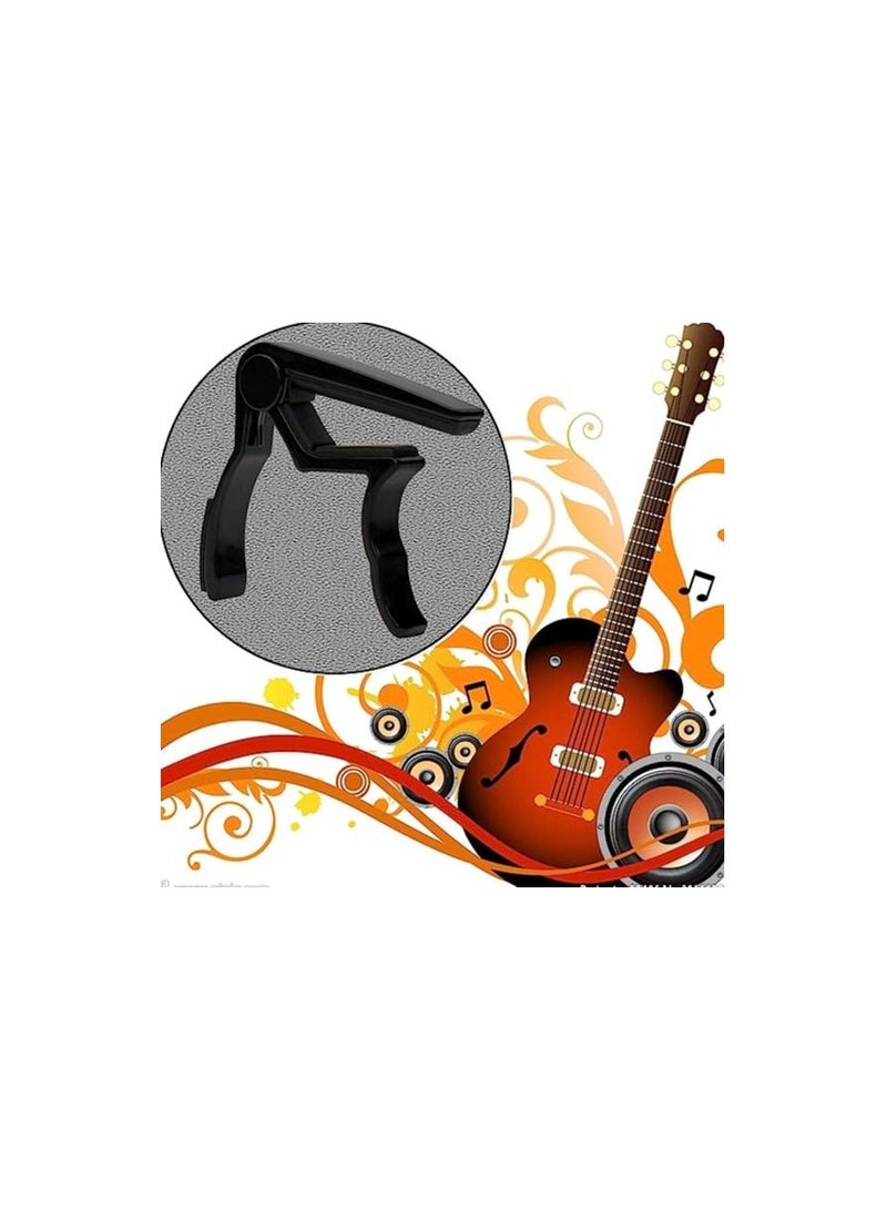 ميغاريا Guitar Capo, Wood Grain Metal Capo, One Hand Guitar Capo, Universal Guitar Tuning Accessories for Musical Instruments Guitar Parts with Guitar Picks (Black) - Image 5