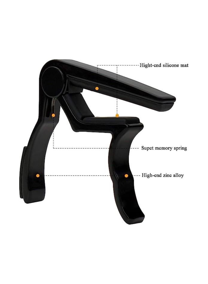 ميغاريا Guitar Capo, Wood Grain Metal Capo, One Hand Guitar Capo, Universal Guitar Tuning Accessories for Musical Instruments Guitar Parts with Guitar Picks (Black) - Image 2