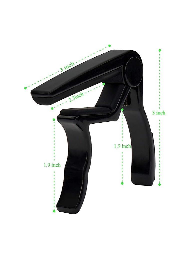 ميغاريا Guitar Capo, Wood Grain Metal Capo, One Hand Guitar Capo, Universal Guitar Tuning Accessories for Musical Instruments Guitar Parts with Guitar Picks (Black) - Image 3