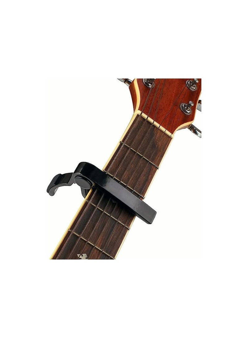 ميغاريا Guitar Capo, Wood Grain Metal Capo, One Hand Guitar Capo, Universal Guitar Tuning Accessories for Musical Instruments Guitar Parts with Guitar Picks (Black) - Image 4