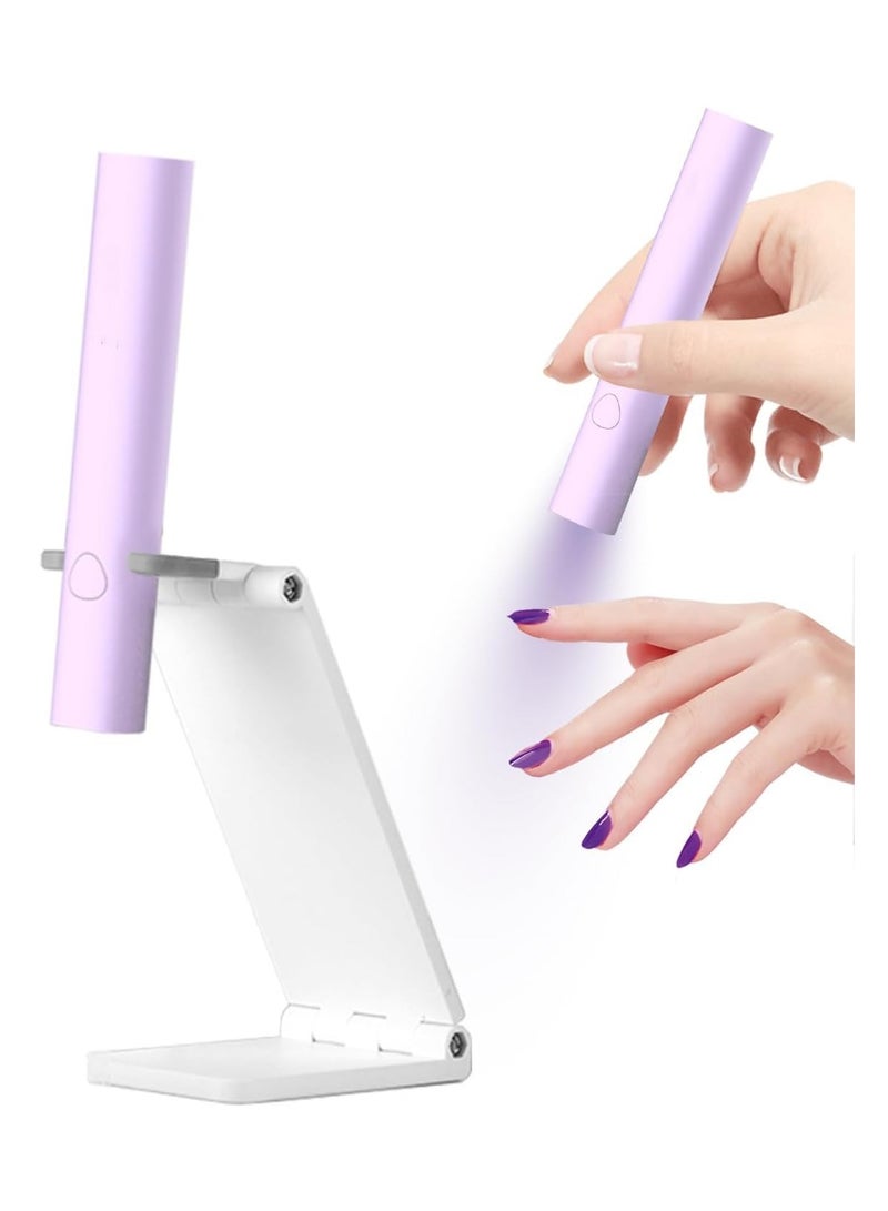 SYOSI Portable Rechargeable UV LED Nail Lamp with Stand - Cordless Mini Nail Dryer for Gel Nails - Fast Drying Nail Light with 2 Timers - Violet - Image 1