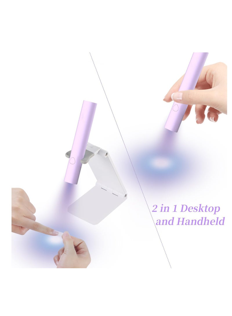 SYOSI Portable Rechargeable UV LED Nail Lamp with Stand - Cordless Mini Nail Dryer for Gel Nails - Fast Drying Nail Light with 2 Timers - Violet - Image 3