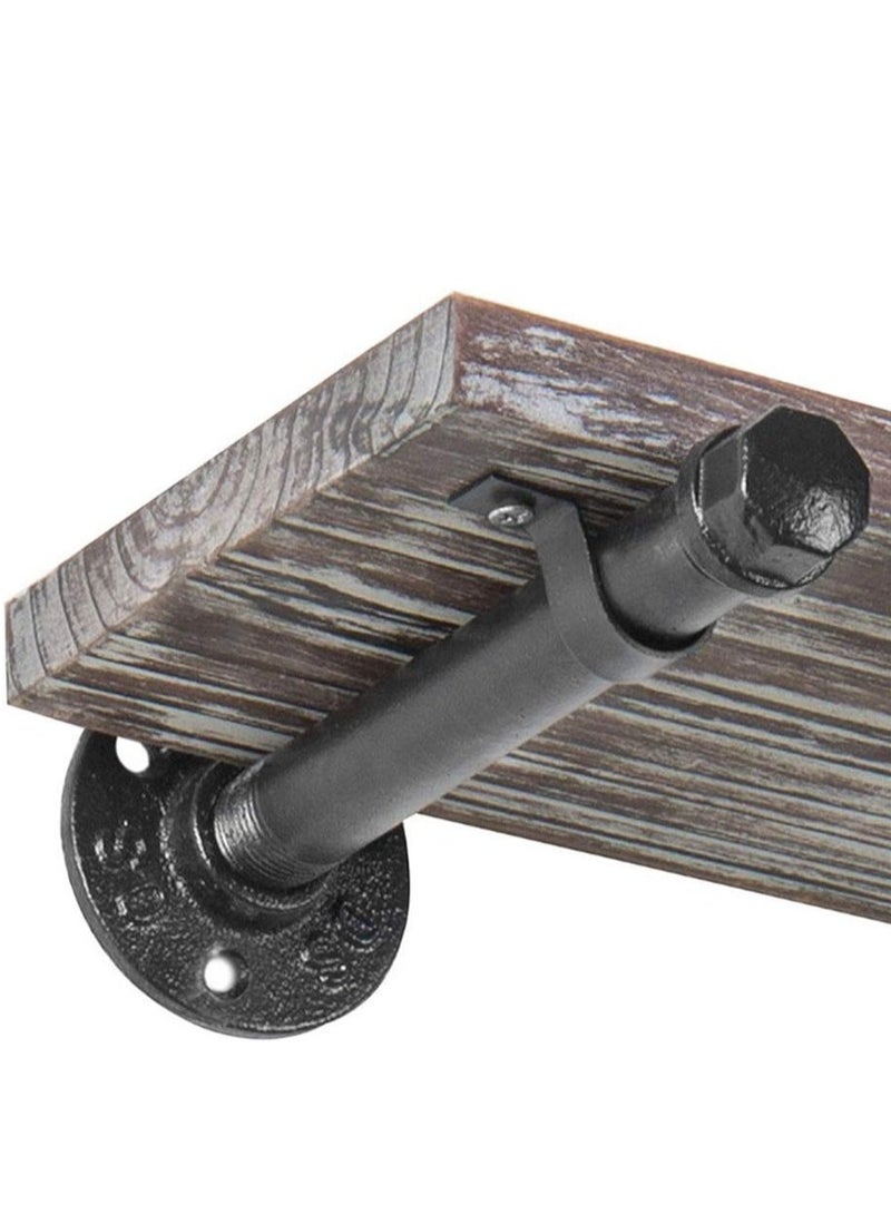 Generic Vintage Iron Single Tier Pipe Wall Shelf - Wall Mount Metal Frame Bracket, Black 4PCS 15CM  - Image 2