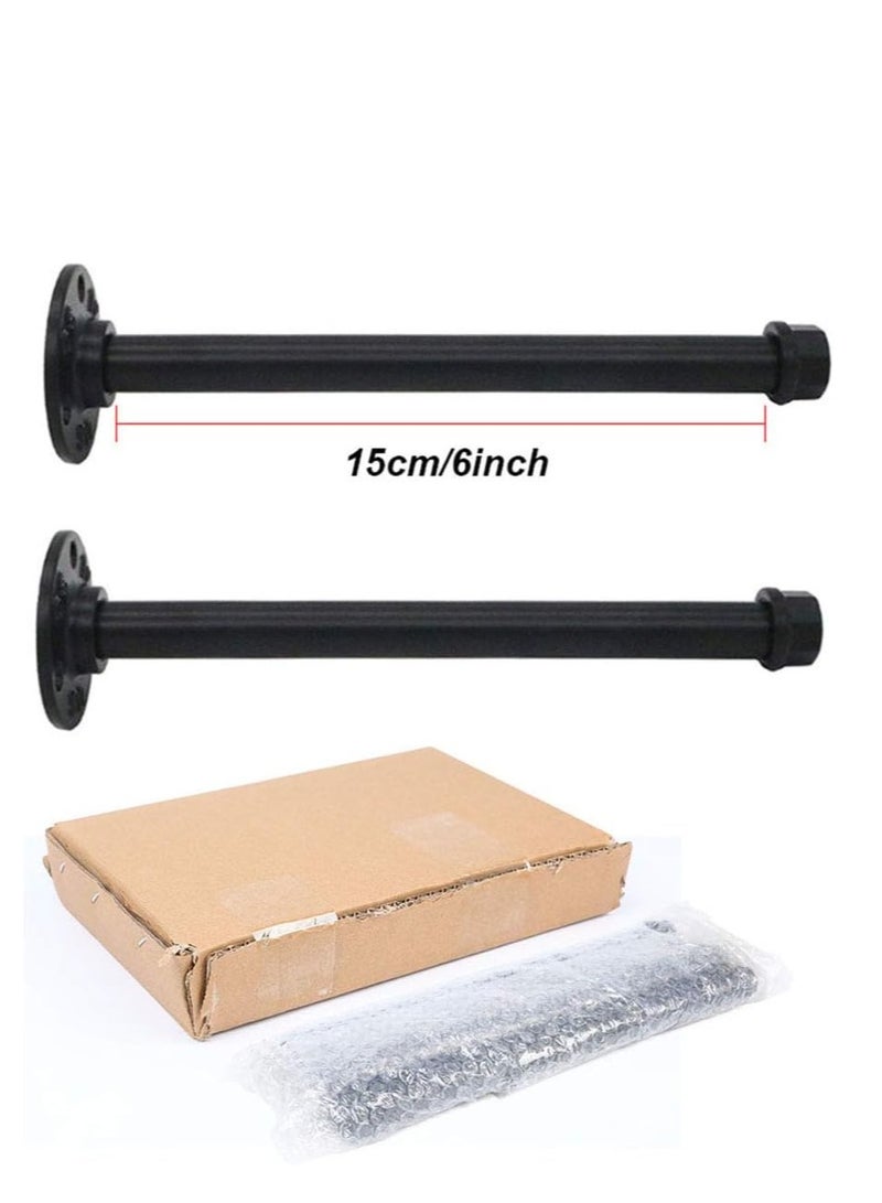 Generic Vintage Iron Single Tier Pipe Wall Shelf - Wall Mount Metal Frame Bracket, Black 4PCS 15CM  - Image 4