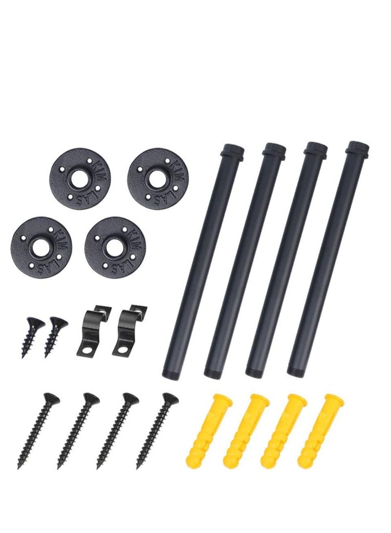 Generic Vintage Iron Single Tier Pipe Wall Shelf - Wall Mount Metal Frame Bracket, Black 4PCS 15CM  - Image 5