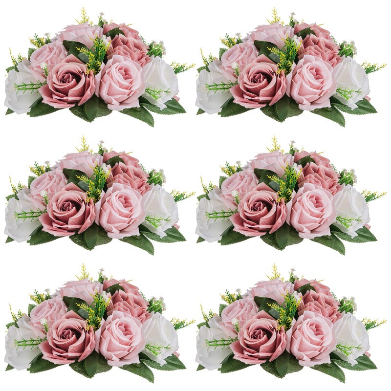 NUPTIO Flower Balls for Wedding Centerpieces - 6 Pcs 9.5 inch Diameter Fake Flower Ball Arrangement Bouquet Party Centerpieces for Tables - Dusty Rose Bouquet Centerpiece Flowers for Wedding Table - Image 1