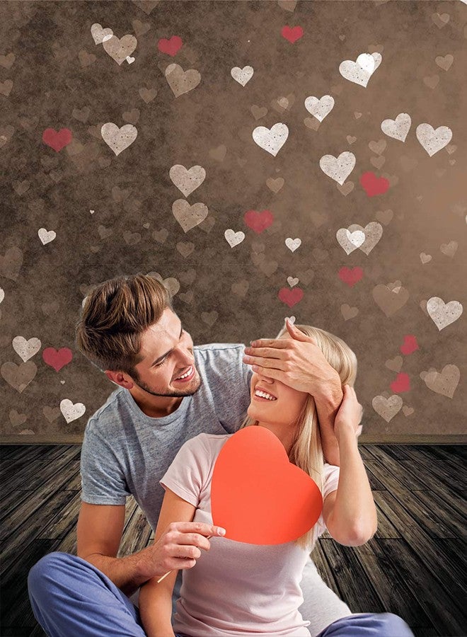 WOLADA 5x7FT Valentine's Day Photography Backdrop Vintage Wood Floor Backdrops Romantic Love Theme Backdrop Wedding Anniversary Engagement Wedding Party Decoration Photo Backdrop Studio Props 10876 - Image 5