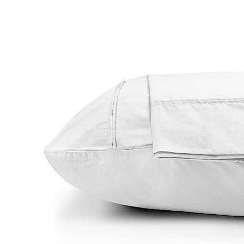 LINENWALAS Solid 100% Cotton Percale Large Standard Pillow Case Set of 2, Crisp and Cooling Premium Cotton Bed Pillow Covers (20X30 inch, White)300 TC - Image 1