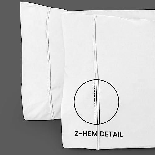 LINENWALAS Solid 100% Cotton Percale Large Standard Pillow Case Set of 2, Crisp and Cooling Premium Cotton Bed Pillow Covers (20X30 inch, White)300 TC - Image 3
