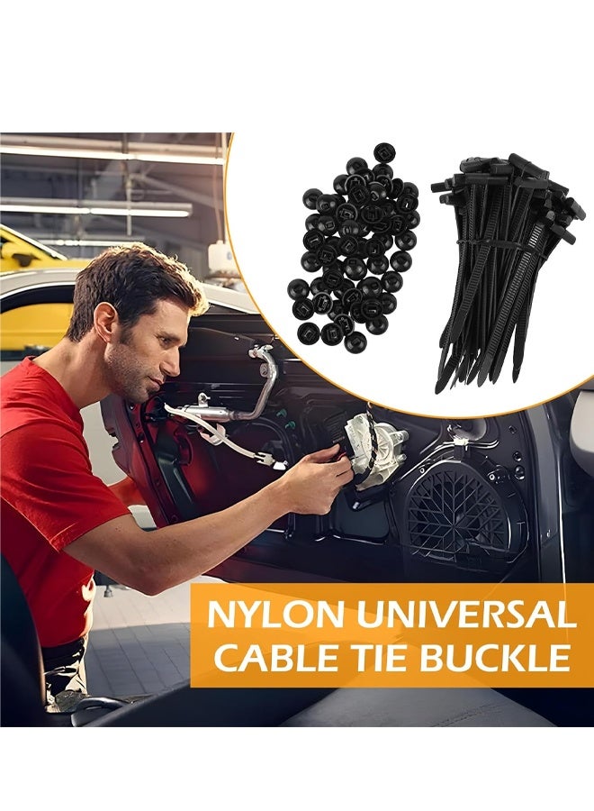 100Pcs Nylon Auto Zip Tie Buckles, Plastic Cable Fasteners for Car & Household Use - Image 5