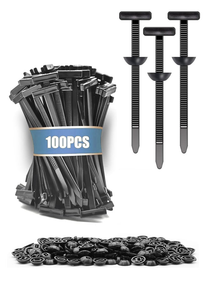 100Pcs Nylon Auto Zip Tie Buckles, Plastic Cable Fasteners for Car & Household Use - Image 1