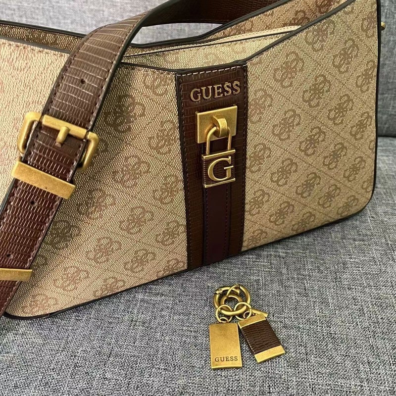 جس حقائب سستي لوجو النسائية الأنيقة بعرض عبر الجسم بنقشة بنية - Image 4