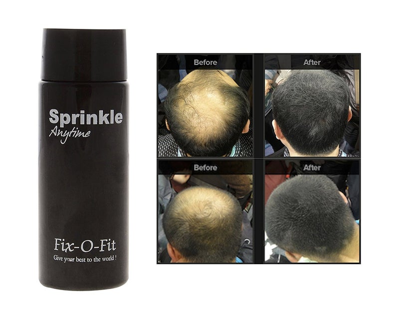 Fix-O-Fit FixOFit Hair Building Fibers Instant Hair Thickening Bald Spot Concealer Natural Finish Easy to Apply Wind Sweat Resistant Black 8g Pack of 1 - Image 1