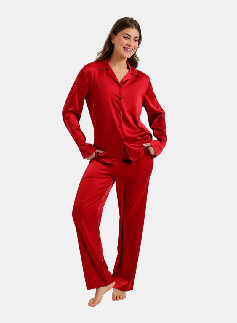 Carina Satin Buttoned Pyjama Set - Image 1