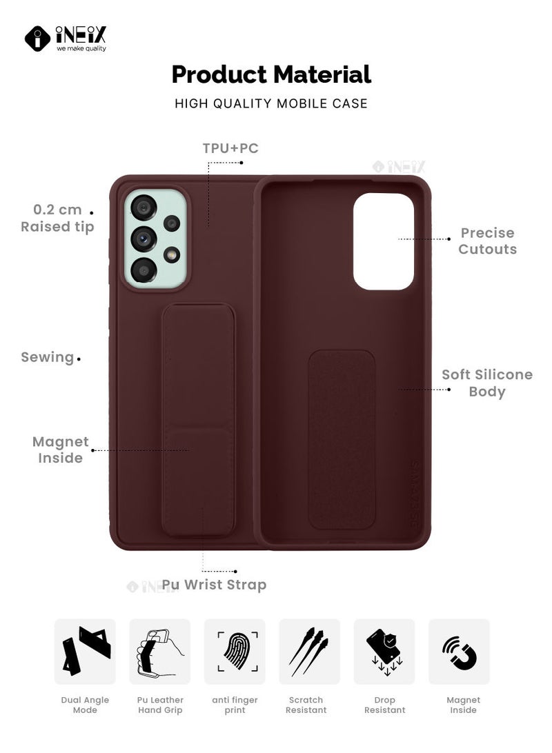 INEIX 3 in 1 Magnetic Hand Grip Holder Case For Samsung Galaxy A73 5G Brown - Image 2