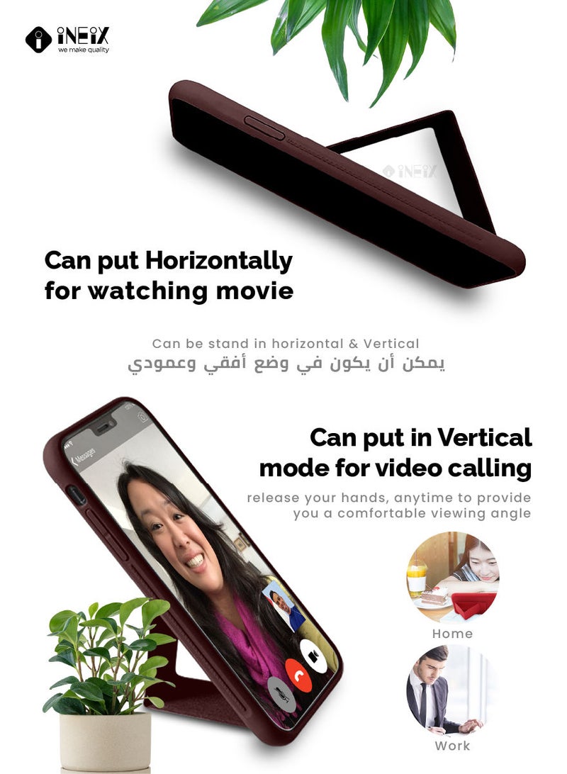 INEIX 3 in 1 Magnetic Hand Grip Holder Case For Samsung Galaxy A73 5G Brown - Image 3