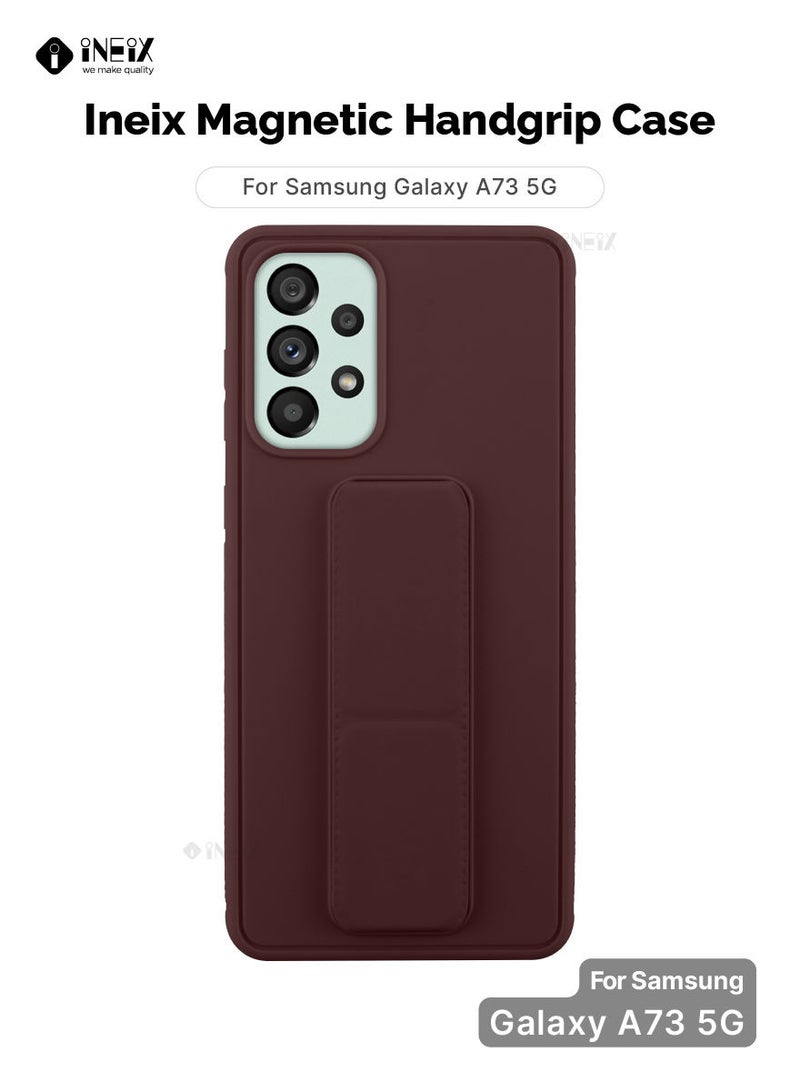 INEIX 3 in 1 Magnetic Hand Grip Holder Case For Samsung Galaxy A73 5G Brown - Image 1