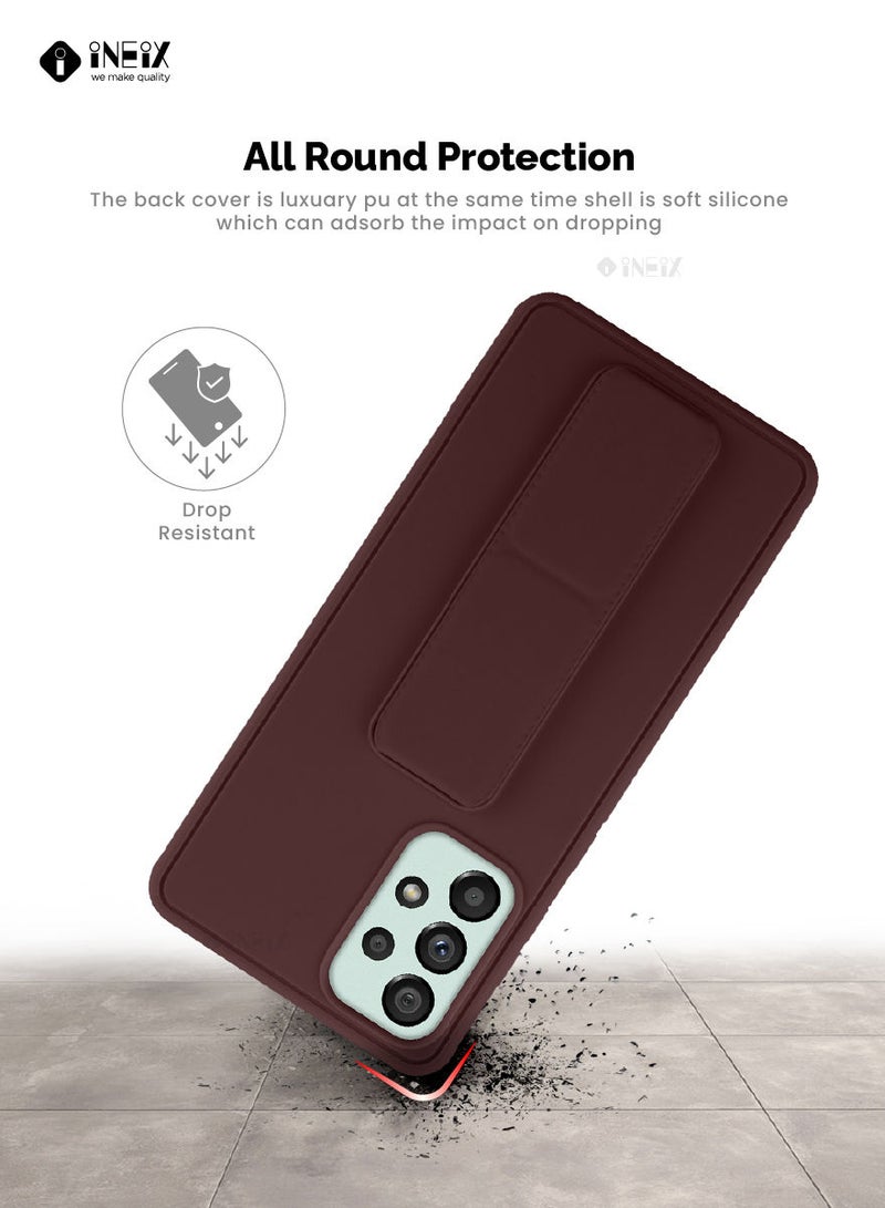 INEIX 3 in 1 Magnetic Hand Grip Holder Case For Samsung Galaxy A73 5G Brown - Image 5