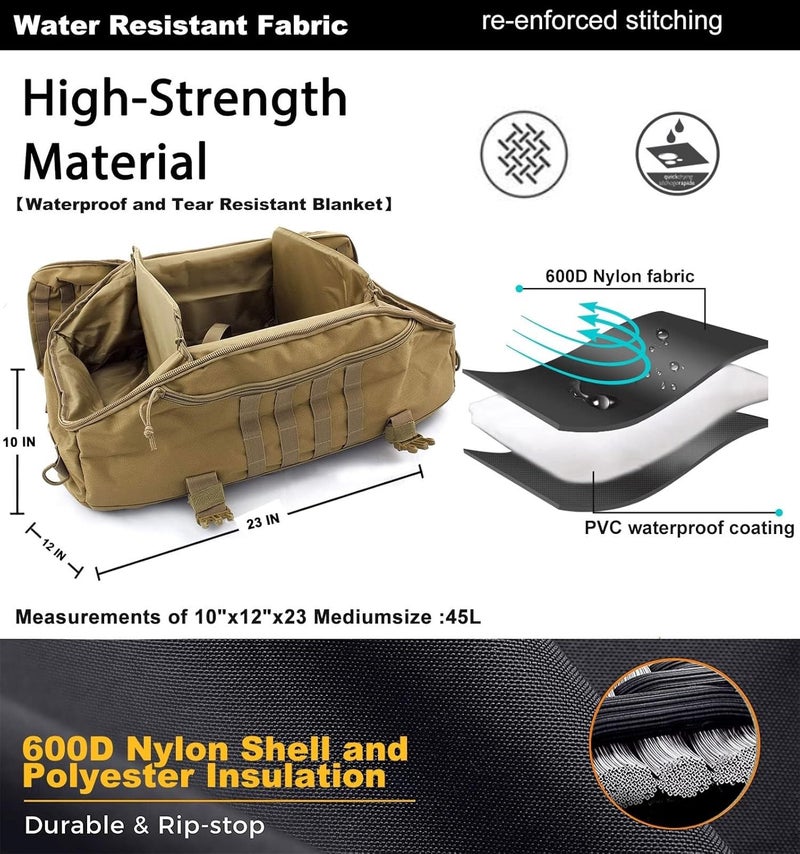 Miramrax مي��امراكس حقيبة سفر دافل مع ظهر للرجال - حقائب تكتيكية كبيرة حقيبة نهاية الأسبوع للجيم للسفر لليلة واحدة للتدريب العسكري والرياضة (كويوت، 45 لتر) - Image 4
