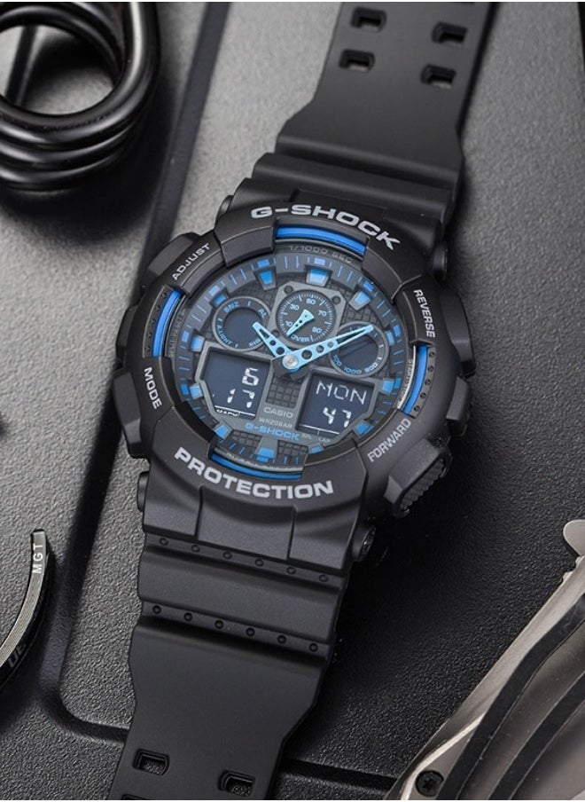 CASIO - G-Shock GA100-1A2 Analog-Digital Speed Indicator Black Dial Men's Watch - Image 1