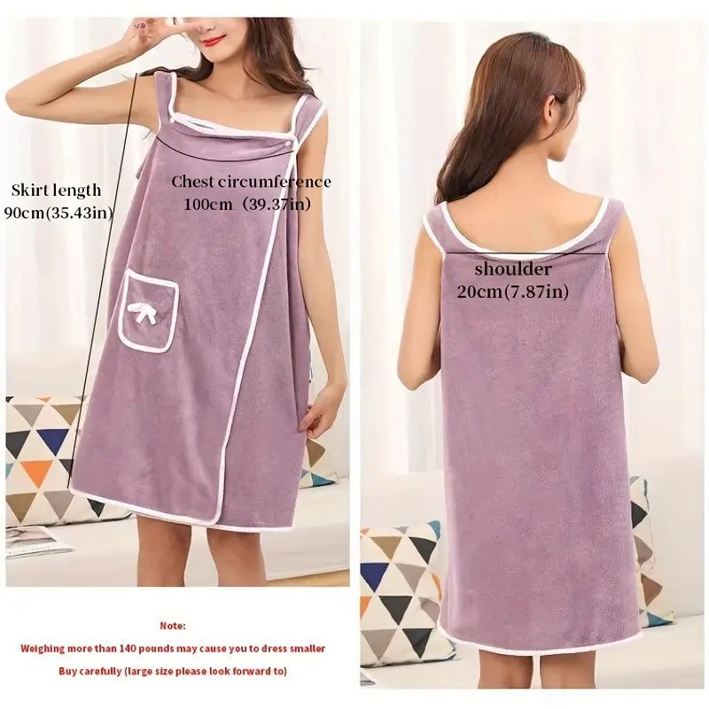 Wearing Coral Fleece Bath Skirt Women'S Camisole Tube Top Bath Skirt Water Absorbent Quick-Drying Thickened Beauty Salon Household - Image 3