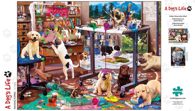 Buffalo Games - Steve Read - Painting Puppies - 750 Piece Jigsaw Puzzle for Adults -Challenging Puzzle Perfect for Game Nights - Finished Size is 24.00 x 18.00 - Image 5