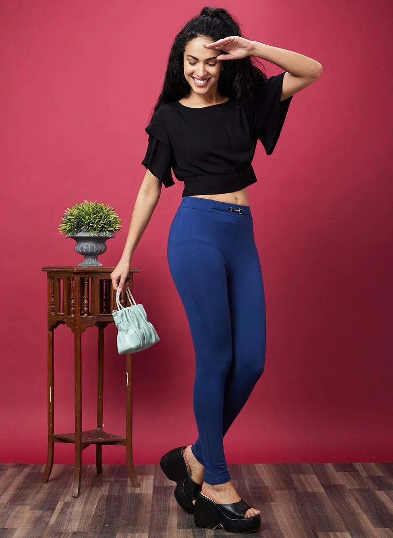 globus Globus Women Black Flared Sleeves Crop Top