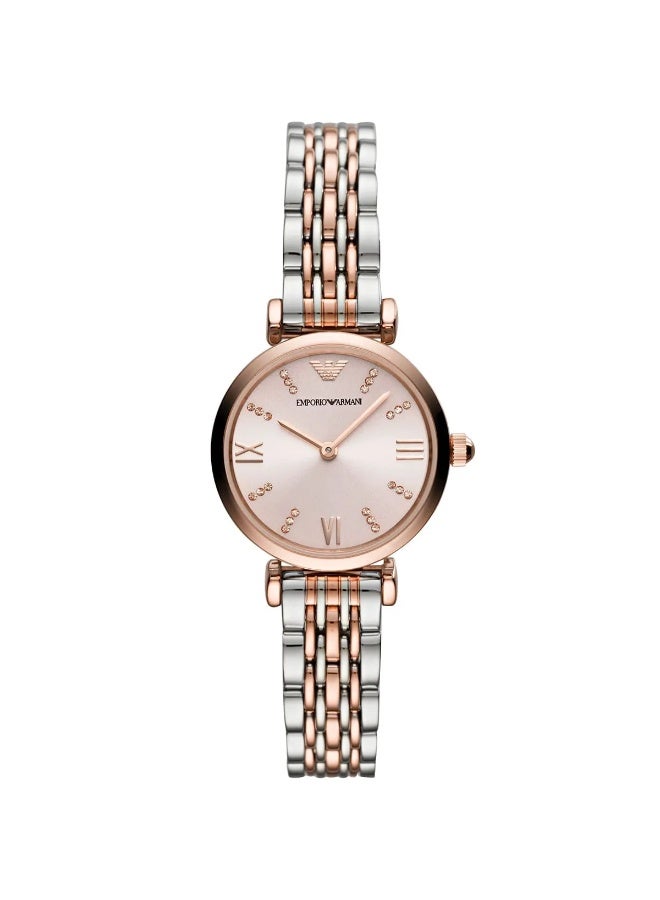 armani Emporio Armani Gianni T-Bar AR11223 Women’s Watch – Pink Dial Two-Tone Stainless Steel Elegant Fashion Watch - Image 1