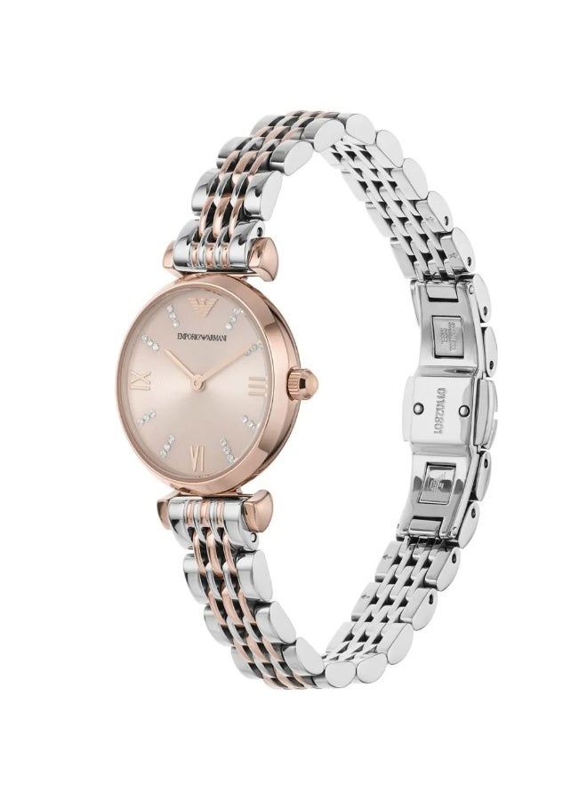 armani Emporio Armani Gianni T-Bar AR11223 Women’s Watch – Pink Dial Two-Tone Stainless Steel Elegant Fashion Watch - Image 4