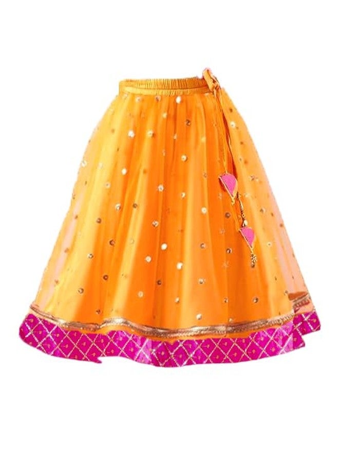HIBA CREATIONS Baby Girl Orange and Pink Embriodary lehenga Heartshape Choli 0-6 Month - Image 3
