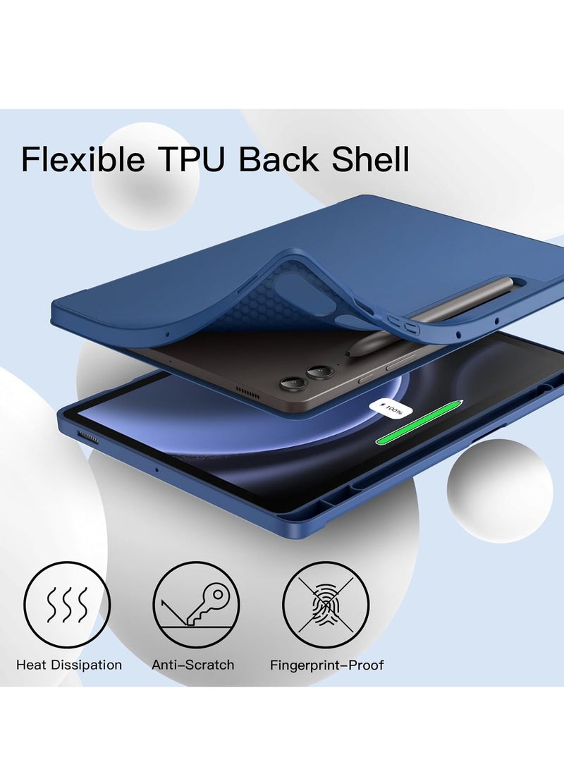 ELTRAZONE Case for Samsung Galaxy Tab S9 FE+ 12.4-Inch – Soft TPU Tri-Fold Stand with S Pen Holder, Charging Support, Auto Wake/Sleep (Navy) - Image 4
