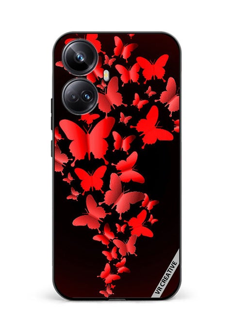 Protective Case Cover For Realme 10 Pro Plus Red Butterflies Design Multicolour