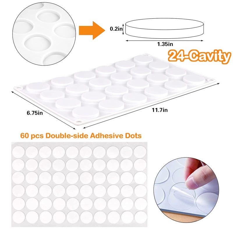 DOSTK Silicone Wax Seal Mat, 24-Cavity Wax Sealing Mat with 60Pcs Removable Sticky Dots for DIY Craft Adhesive Waxing - Image 4