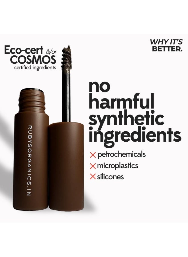 Ruby's Organics Tinted Eyebrow Gel with Castor Oil- Waterproof & Smudgeproof, Lifts, Shapes and Thickens Scanty Brows, Promotes Hair Growth, Natural & Non-Toxic, Face Makeup for Women - Ash (6ml) - Image 5