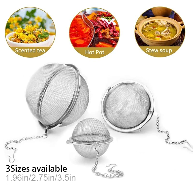 Jedrey Stainless Steel Mesh Tea Ball, Extra Fine Mesh Tea Infuser for Loose Leaf Tea, Tea Strainers Tea Infuser Strainer Filters for Tea 3piece set - Image 3